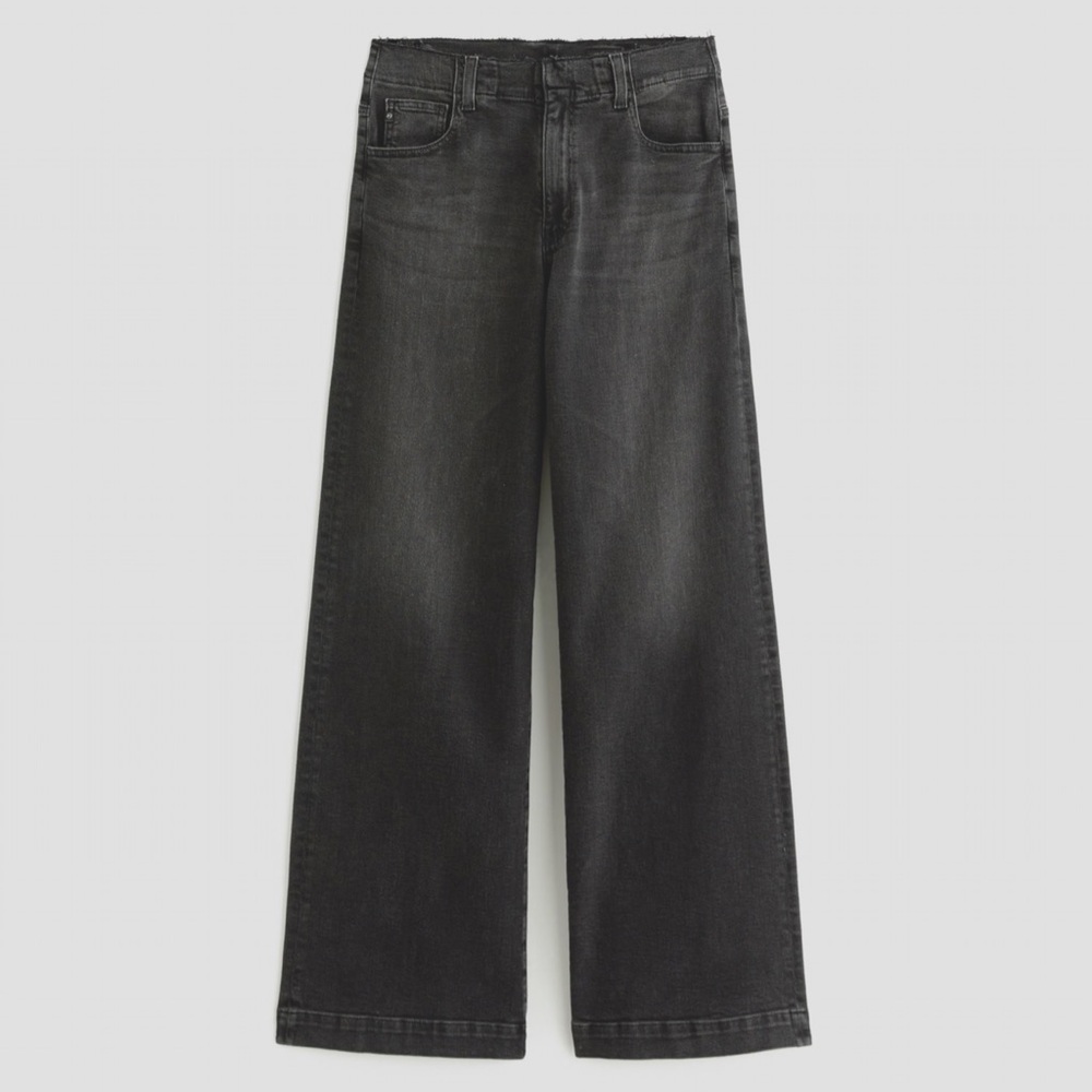 AG Adriano Goldschmied High-Rise Deven Wide-Leg Jeans in Nebula (Off-Black) NWT